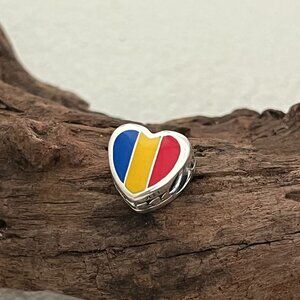 Pandora Romania Flag Exclusive Heart Charm S925 ALE Bead Charm